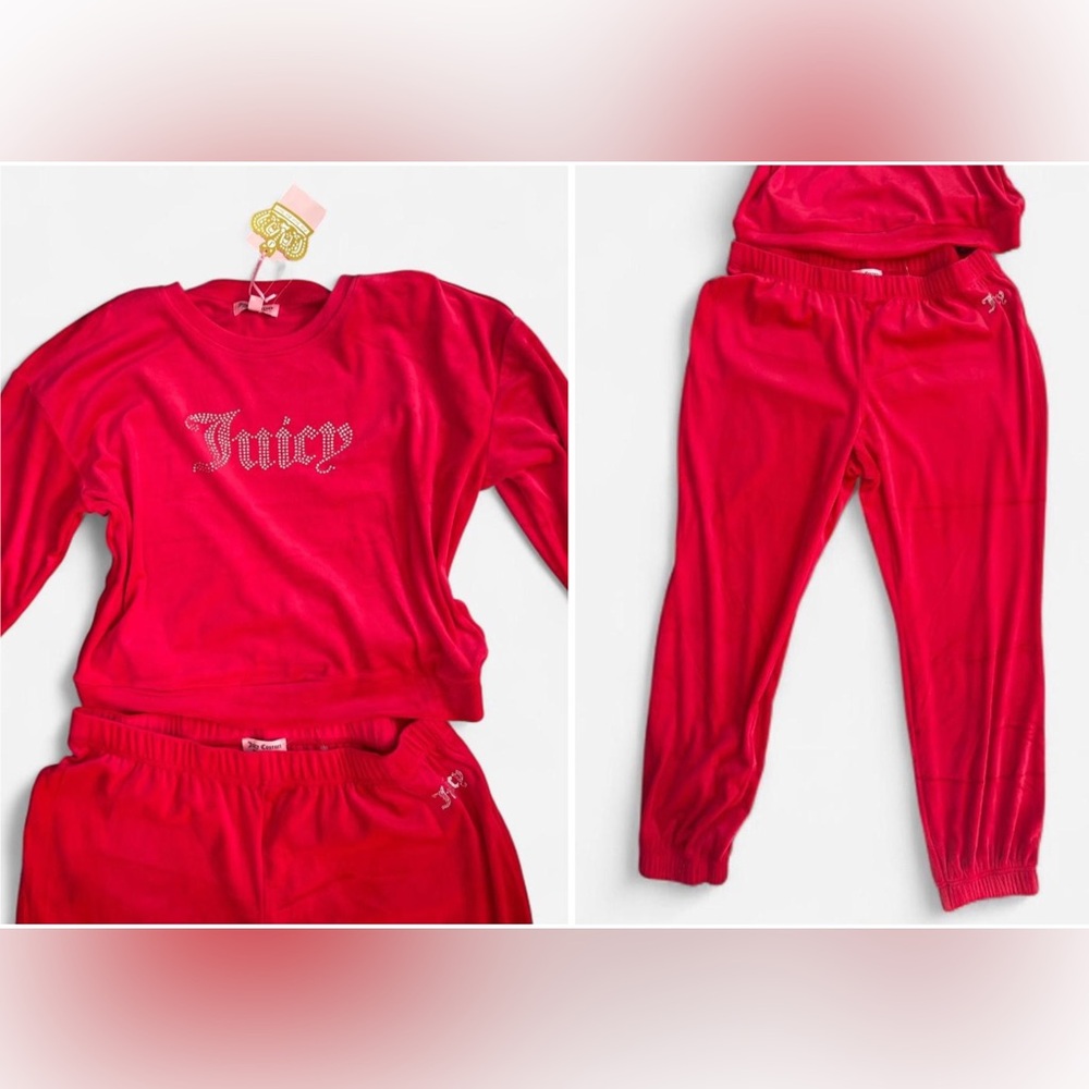 NWT Juicy Couture Red Velour Lounge/Sleep Set ~ Size XL